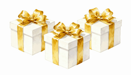 Wrapped Surprises White Gold Gifts isolated watercolor vector illustration svg