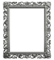 Classic metall frame with ornament decor isolated on white background
