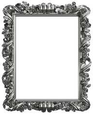Classic metall frame with ornament decor isolated on white background