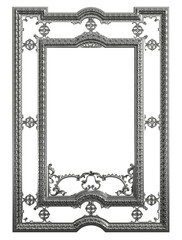 Classic metall frame with ornament decor isolated on white background