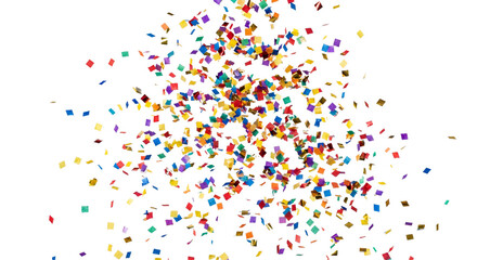 Vibrant confetti explosion, transparent background. PNG