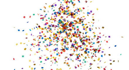 Vibrant confetti explosion, transparent background. PNG