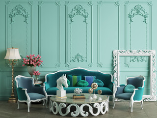 Classic furniture in classic interior with copy space