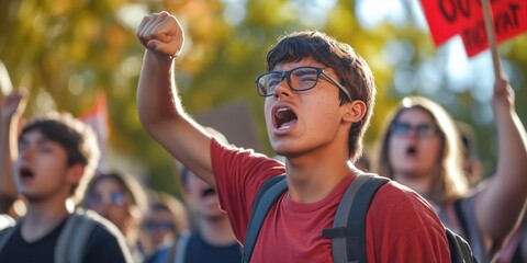 Student protest against government policies, representing the youths role in advocating for change and justice.