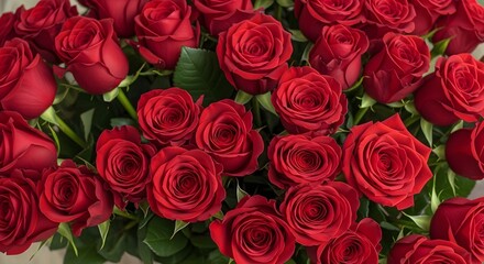 Obraz premium Close up of a beautiful bouquet of red roses