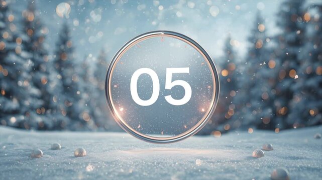 Countdown to the Festival: Countdown clock with falling snowflakes.