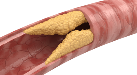 3D Realistic Human Artery Narrowed by Plaque Smooth Walls Clean Simple View Centered PNG