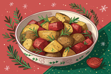 Elegant Roasted Potatoes Christmas Bold Hea Premium Digital Asset