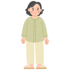 Illustration of an Elderly Woman in Casual Wear