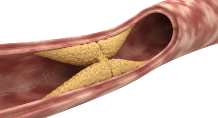 3D Realistic Human Artery Narrowed by Plaque Smooth Walls Clean Simple View Centered PNG