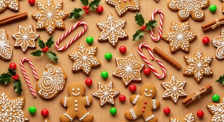 Fototapeta premium Gingerbread Christmas Cookie Pattern