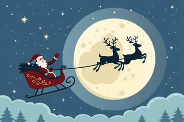 Santa Sleigh Silhouette Flying Across The Professional Photo Great for Commercial Projects