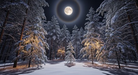 Moonlit Winter Forest