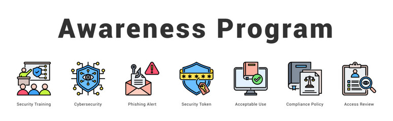 Awareness Program Modern and clean web banner illustration featuring thematic icons for visual communication