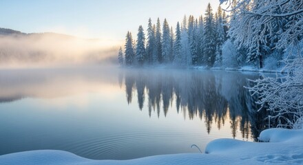 Peaceful Winter River Landscape