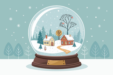 Snow Globe With Miniature Winter Village Premium Digital Asset Suitable for Design
