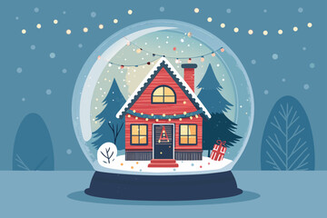 Snow Globe With Mini Christmas House Inside Professional Photo Great for Commercial Projects