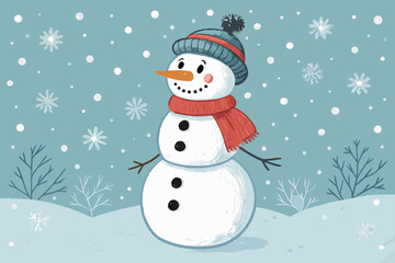 Snowman With Scarf And Hat Surrounded Premium Digital Asset Perfect for Editorial Content