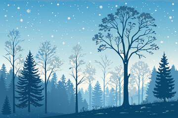 Winter Forest Silhouette With Gradient Creative Visual Ideal for Marketing
