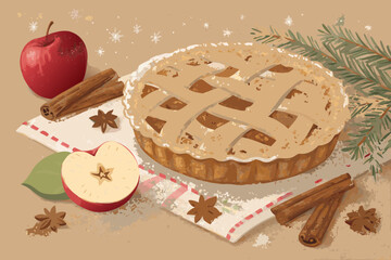 Showcasing Warm Apple Pie For Christmas Bold Rustic Dynamic Creative Visual