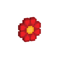 Fototapeta premium isometric pixel art 8 bit flower vector icon logo computer game