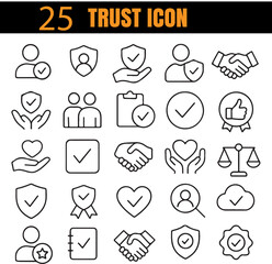 Trust Waste Set | Reliability & Integrity Outline Icons | Minimal Ethical Concept Collection
