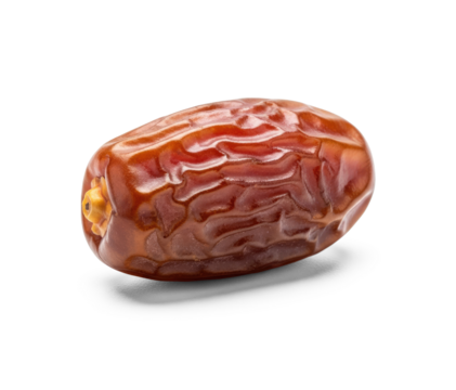 A single date fruit on a white background.