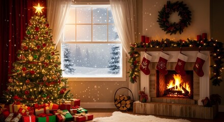 Festive Winter Holiday Christmas Backdrop