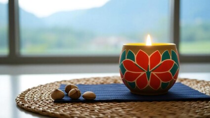 candles on a wooden table
