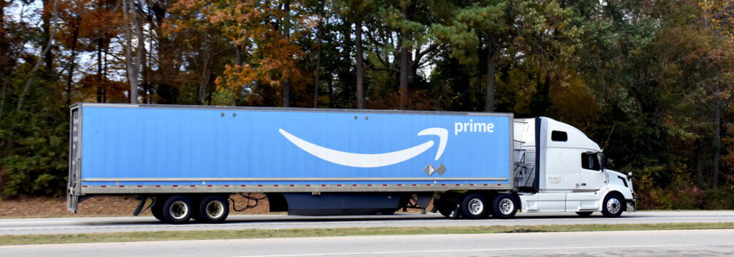 A truck of Amazon Prime, North Carolina, USA