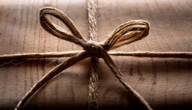 Twine Bow Silhouette Rustic Gift Wrapping Detail