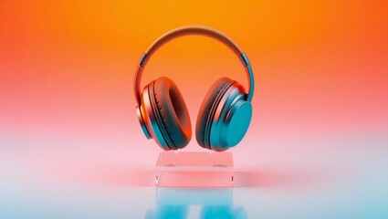 headphones on a blue background