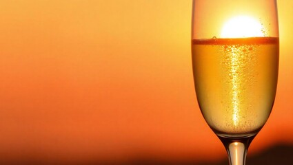 glass of champagne on golden background