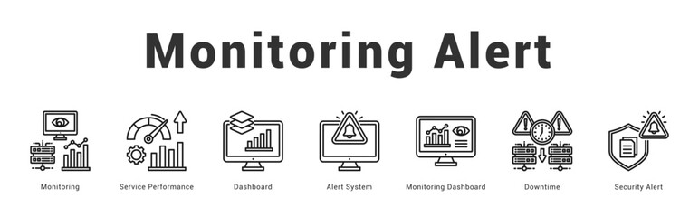 Monitoring Alert Modern and clean web banner illustration featuring thematic icons for visual communication
