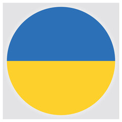 Circular icon of ukraine national flag, blue and yellow badge. isolated on white background, Vector