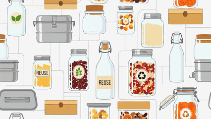 Sustainable Living Collection of Reusable Glass Jars and Metal Food Storage Containers