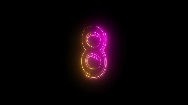 Design number 8 surrounded by fire. Concept: Numbers, fire, orange.