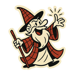 PNG Vintage wizard cartoon illustration.