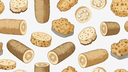 Seamless Loofah Sponge Pattern Background for Sustainable Bath and Body Product Design