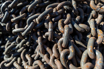 Rusty Heavy Chain Close-Up Texture Background