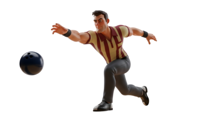 Man in silhouette throwing a bowling ball with motion blur silhouette