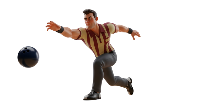 Man in silhouette throwing a bowling ball with motion blur silhouette