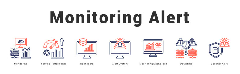Monitoring Alert Modern and clean web banner illustration featuring thematic icons for visual communication