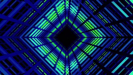 Blue & Green Motion Tunnel Video background Led Light Wall VJ Loop Visual.