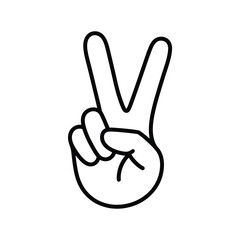 Hand making the peace sign with two fingers up