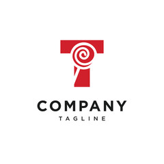 Letter T Candy Stick Logo Icon Vector