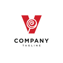 Letter V Candy Stick Logo Icon Vector