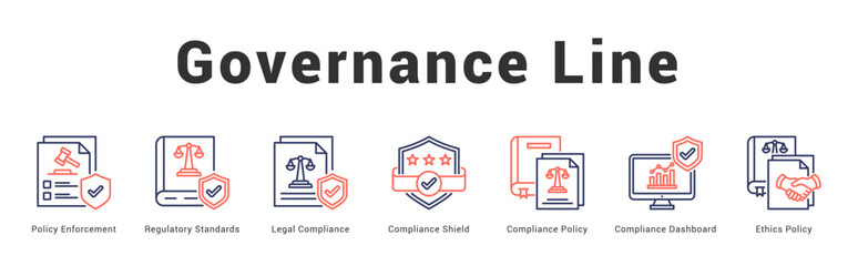 Governance Line Modern and clean web banner illustration featuring thematic icons for visual communication