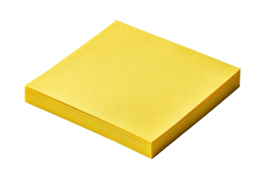 Stack of bright yellow paper sticky notes on a black background image, Isolated On Transparent Background, Png