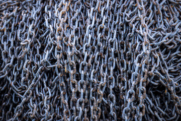 Rusty Heavy Chain Close-Up Texture Background